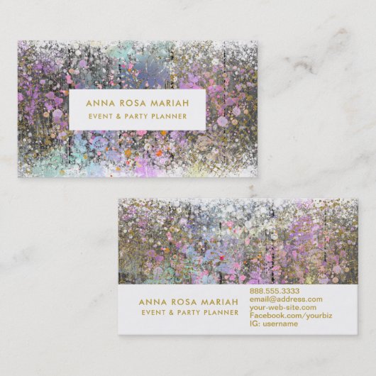 *~*ヴィンテージパステル古木材の素朴みすぼらしい金ゴールド 名刺 (正面/裏面)