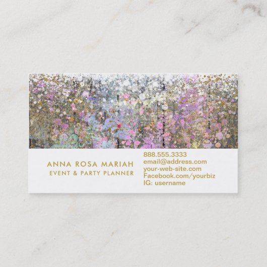 *~*ヴィンテージパステル古木材の素朴みすぼらしい金ゴールド 名刺 (裏面)