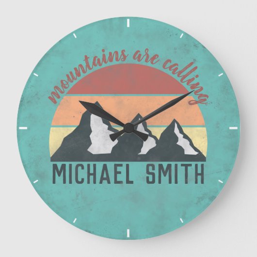 ヴィンテージパステル山はモノグラムと呼ぶ ラージ壁時計 (正面)