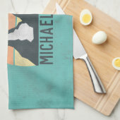 ヴィンテージパステル山脈はモノグラムを呼び出している キッチンタオル (四つ折り)