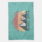 ヴィンテージパステル山脈はモノグラムを呼び出している キッチンタオル (縦)