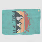 ヴィンテージパステル山脈はモノグラムを呼び出している ゴルフタオル (横)