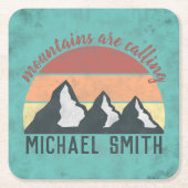 ヴィンテージパステル山脈はモノグラムを呼び出している スクエアペーパーコースター (正面)