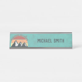 ヴィンテージパステル山脈はモノグラムを呼び出している デスクネームプレート
