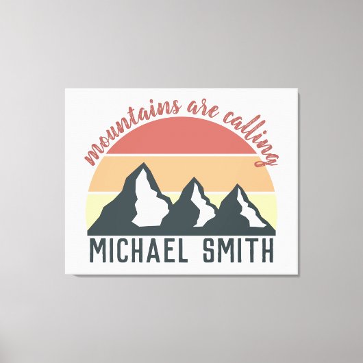 ヴィンテージパステル山脈はモノグラムグレーを呼び出している キャンバスプリント (正面)