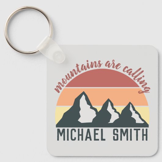 ヴィンテージパステル山脈はモノグラムグレーを呼び出している キーホルダー (正面)