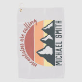 ヴィンテージパステル山脈はモノグラムグレーを呼び出している ゴルフタオル (正面)