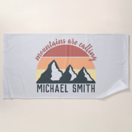 ヴィンテージパステル山脈はモノグラムグレーを呼び出している ビーチタオル