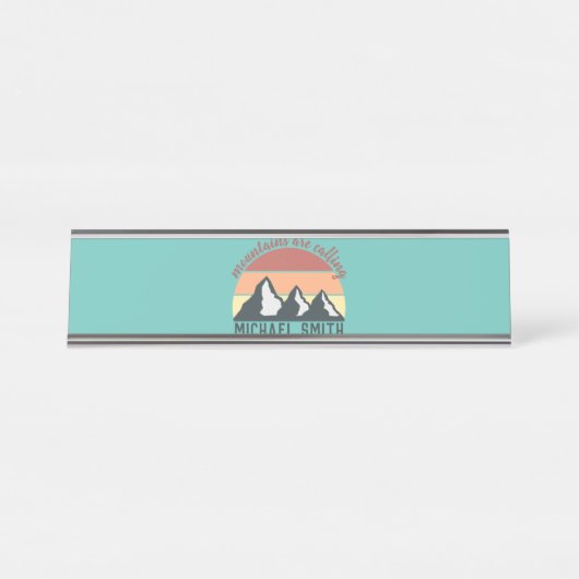 ヴィンテージパステル山脈はモノグラムスカイを呼び出している デスクネームプレート (正面)
