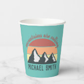 ヴィンテージパステル山脈はモノグラムスカイを呼び出している 紙コップ (裏面)
