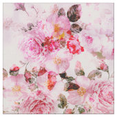 ヴィンテージパステル水彩花模様 ファブリック (クローズアップ)