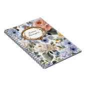 ヴィンテージパステル水彩金ゴールドフレーム付き花 ノートブック (右側)