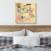 ヴィンテージパスポート切手 キャンバスプリント (インサイチュ (寝室))