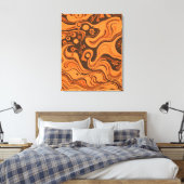 ヴィンテージパタミニマルサイケデリックーン キャンバスプリント (インサイチュ (寝室))