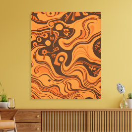 ヴィンテージパタミニマルサイケデリックーン キャンバスプリント