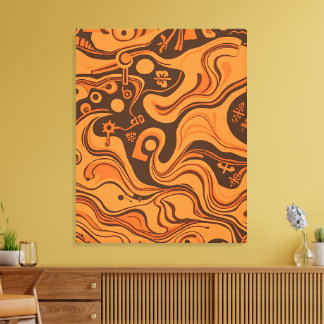 ヴィンテージパタミニマルサイケデリックーン キャンバスプリント