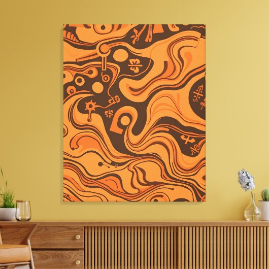 ヴィンテージパタミニマルサイケデリックーン キャンバスプリント (インサイチュ (リビング))