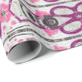 ヴィンテージパターモダンンピンクホワイトパープルデクページ ラッピングペーパー (ロールコーナー)
