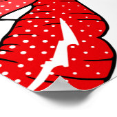 ヴィンテージパターンとリップ付き漫画パッチバッジ ポスター (角)