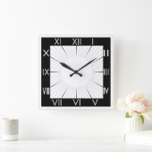 ヴィンテージパターンのローマ数字（黒） スクエア壁時計 (ホーム)
