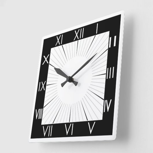 ヴィンテージパターンのローマ数字（黒） スクエア壁時計 (傾斜)