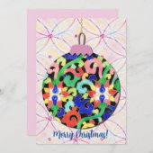ヴィンテージパターンクリスマスオーナメントアートフラット シーズンカード (正面/裏面)