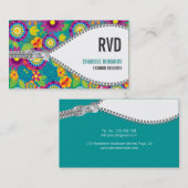 ヴィンテージパターンジッパーのファッションビジネスカード 名刺 (正面/裏面)