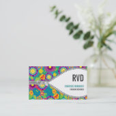 ヴィンテージパターンジッパーのファッションビジネスカード 名刺 (スタンド正面)