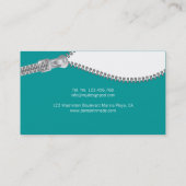 ヴィンテージパターンジッパーのファッションビジネスカード 名刺 (裏面)