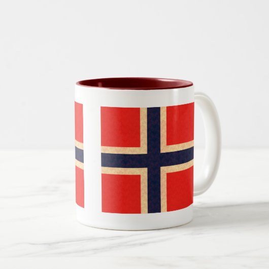 ヴィンテージパターンノルウェー人の旗 ツートーンマグカップ (正面右)