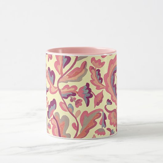 ヴィンテージパターンピンクピーチレトロスタイルマグカップ マグカップ (中央)