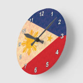 ヴィンテージパターンフィリピン人の旗 ラウンド壁時計 (傾斜)