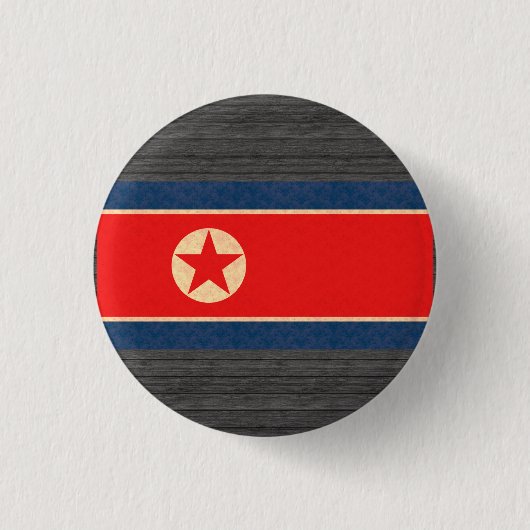 ヴィンテージパターン北朝鮮人の旗 缶バッジ (正面)