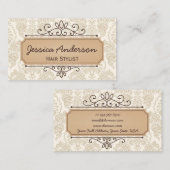 ヴィンテージパターン名刺のレトロの美容師 名刺 (正面/裏面)