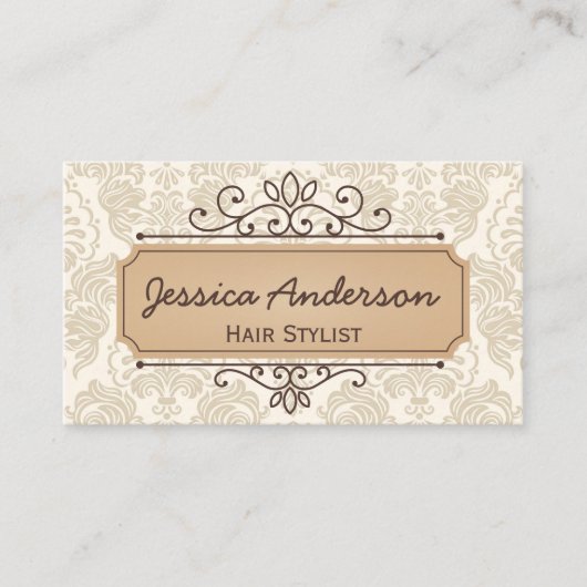 ヴィンテージパターン名刺のレトロの美容師 名刺 (正面)