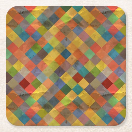 ヴィンテージパターン幾何学 スクエアペーパーコースター (正面)