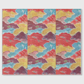 ヴィンテージパターン紅型:クレーンと亀 ラッピングペーパー (フラット)