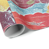 ヴィンテージパターン紅型:クレーンと亀 ラッピングペーパー (ロールコーナー)