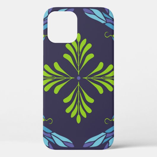 ヴィンテージパターン緑の青いトンボのダークバック Case-Mate iPhoneケース (裏面)