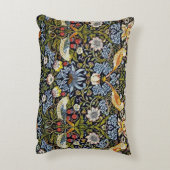 ヴィンテージパターン鳥類フルーツブルーグリーンレッド アクセントクッション (裏面(縦))