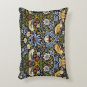 ヴィンテージパターン鳥類フルーツブルーグリーンレッド アクセントクッション (正面(垂直))