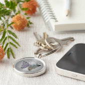 ヴィンテージパターン(の模様が)あるバタフライ信仰引用文 キーホルダー (側面)