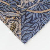 ヴィンテージパターン(の模様が)あるブルーと金ゴールド フリースブランケット (角)