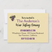 ヴィンテージパターン(の模様が)あるワイン試飲パーティー 招待状 (正面)