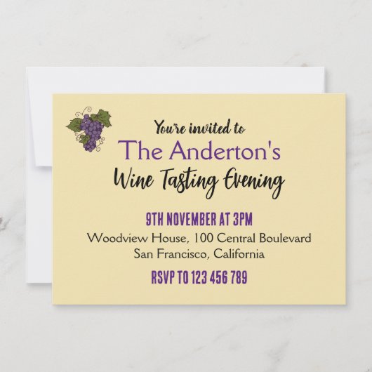 ヴィンテージパターン（の模様が）あるワイン試飲パーティー 招待状 (正面)