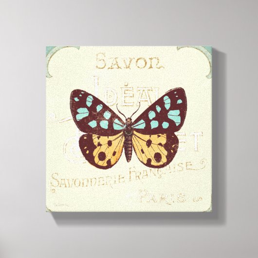 ヴィンテージパターン（の模様が）ある蝶 キャンバスプリント (正面)