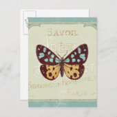 ヴィンテージパターン（の模様が）ある蝶 ポストカード (正面/裏面)