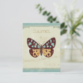 ヴィンテージパターン（の模様が）ある蝶 ポストカード (スタンド正面)