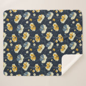 ヴィンテージパターン、エレガントフローラデザイン シェルパブランケット (正面(横))