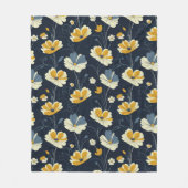 ヴィンテージパターン、エレガントフローラデザイン フリースブランケット (正面)